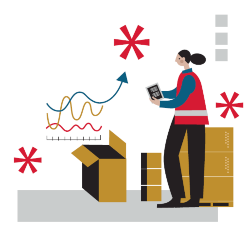 illustration of a person working in a warehouse.