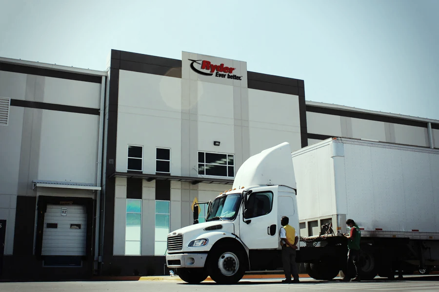 commercial truck parked a solutions center