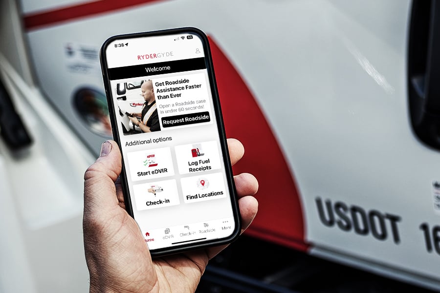 A customer using the Rydergyde app to manage their fleet A customer using the Rydergyde app to manage their fleet