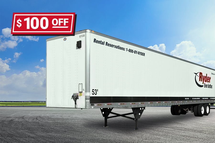 $100 off Ryder dry van trailer rentals promo $100 off Ryder dry van trailer rentals promo
