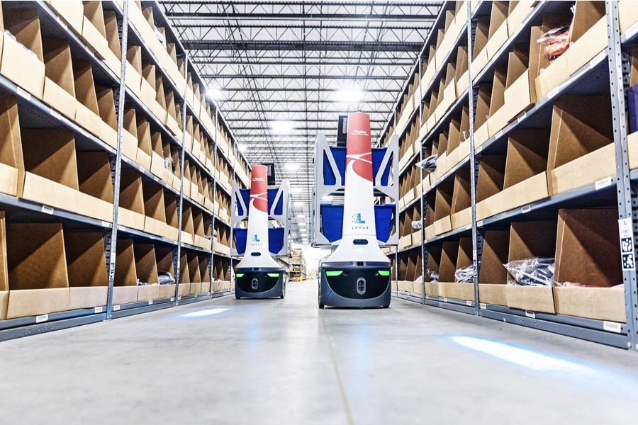 Locus robots in warehouse