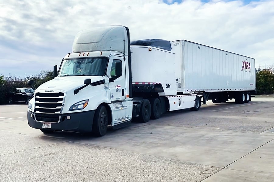 A semi truck equipped with advanced vehicle technology A semi truck equipped with advanced vehicle technology