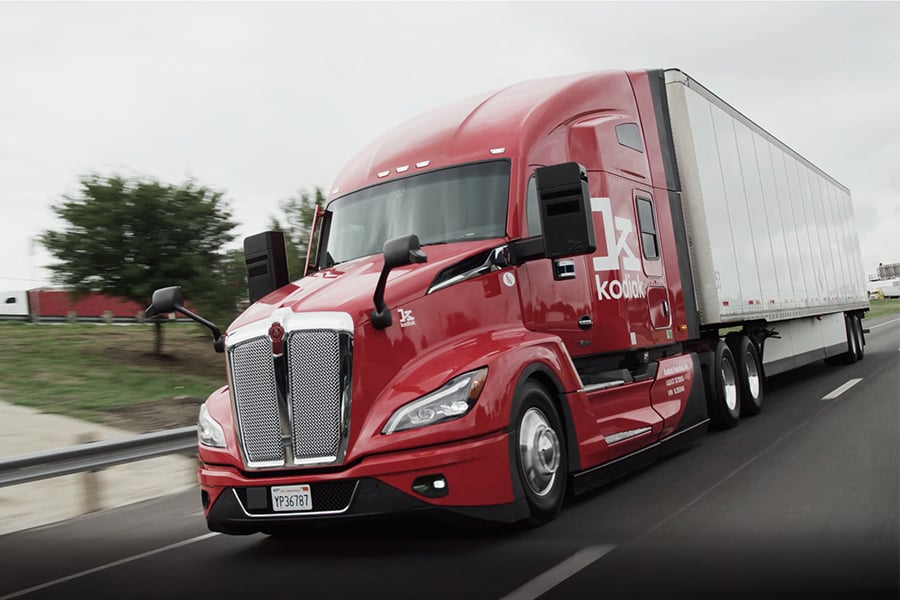A semi-truck equipped with autonomous technology A semi-truck equipped with autonomous technology