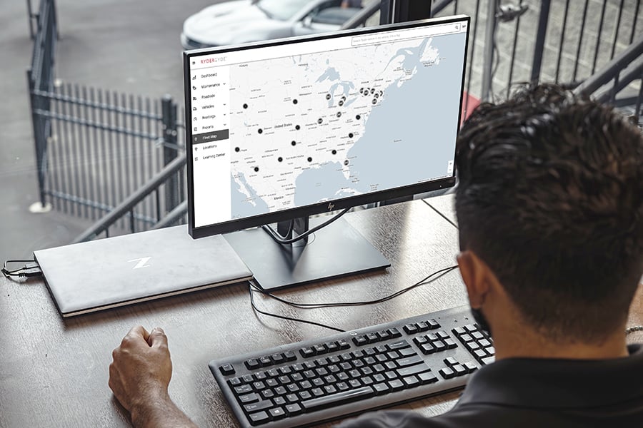 A customer using Ryder connected fleet solutions A customer using Ryder connected fleet solutions