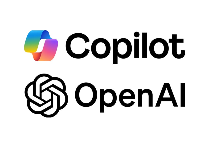 Copilot and OpenAI logo Copilot and OpenAI logo