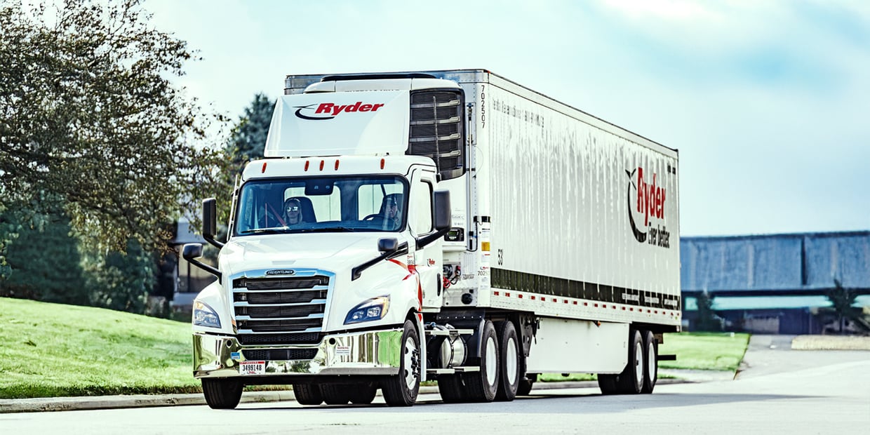 A Ryder semi-truck being used by a customer as part of our dedicated transportation solutions A Ryder semi-truck being used by a customer as part of our dedicated transportation solutions