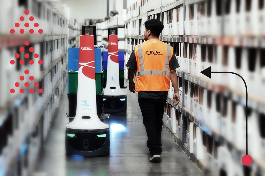 Automation and robots in action at a Ryder warehouse Automation and robots in action at a Ryder warehouse