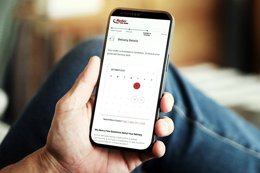Customer using ryderview to schedule delivery Customer using ryderview to schedule delivery