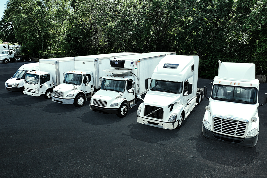 lineup of different freight vehicles