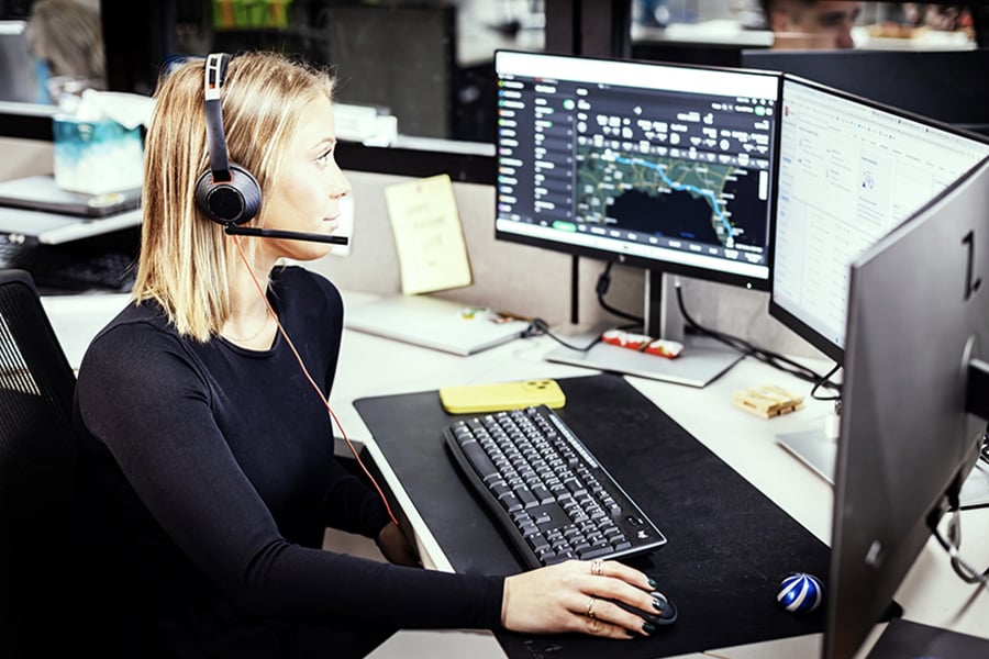 A Ryder employee performing network management A Ryder employee performing network management