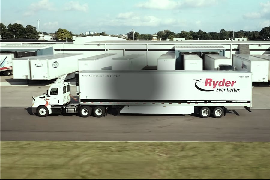 Video showcasing a Ryder tandem axle day cab tractor-trailer Video showcasing a Ryder tandem axle day cab tractor-trailer