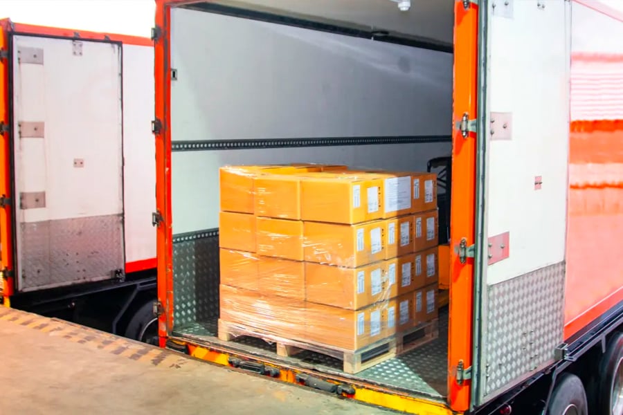 pallet inside freight truck for turnkey delivery